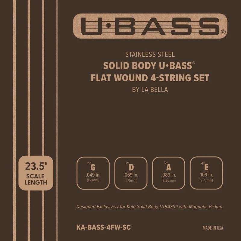 Kala Stainless Steel Solid Body UBASS® Flat Wound 4-String Set